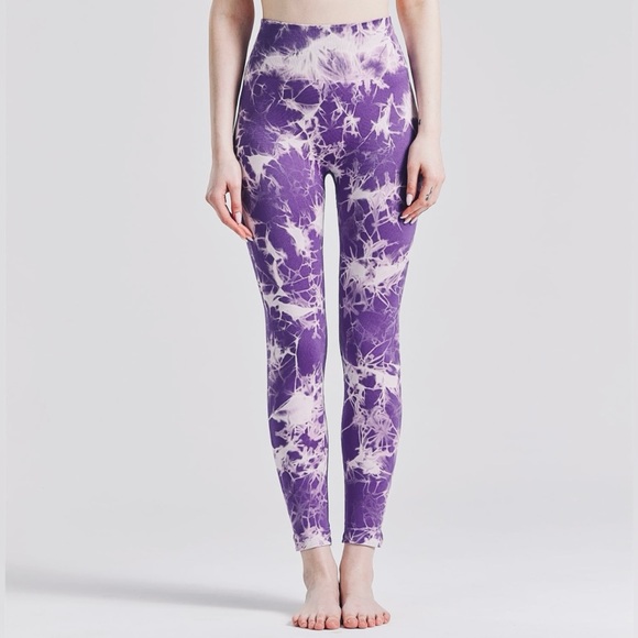 Women's Breathable Sports Fitness Yoga Pants Tie Dye Sports Leggings - Picture 7 of 11